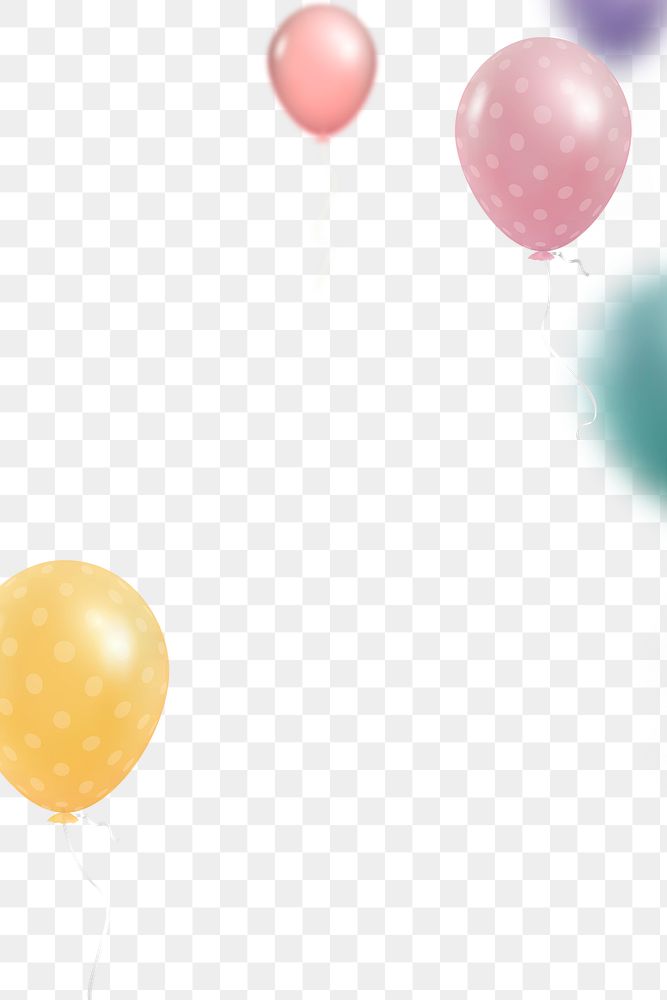Colorful flying balloons frame png with transparent background