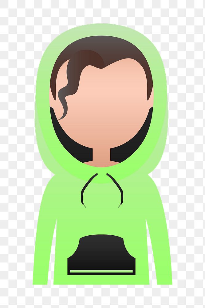 Teenager in a sweatshirt with hood avatar transparent png