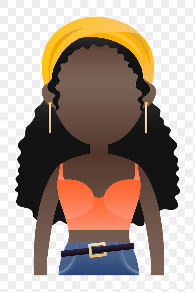 Young black girl avatar transparent png