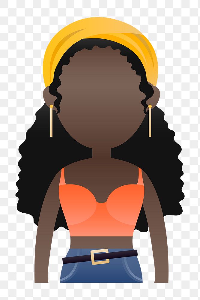 Young black girl avatar transparent