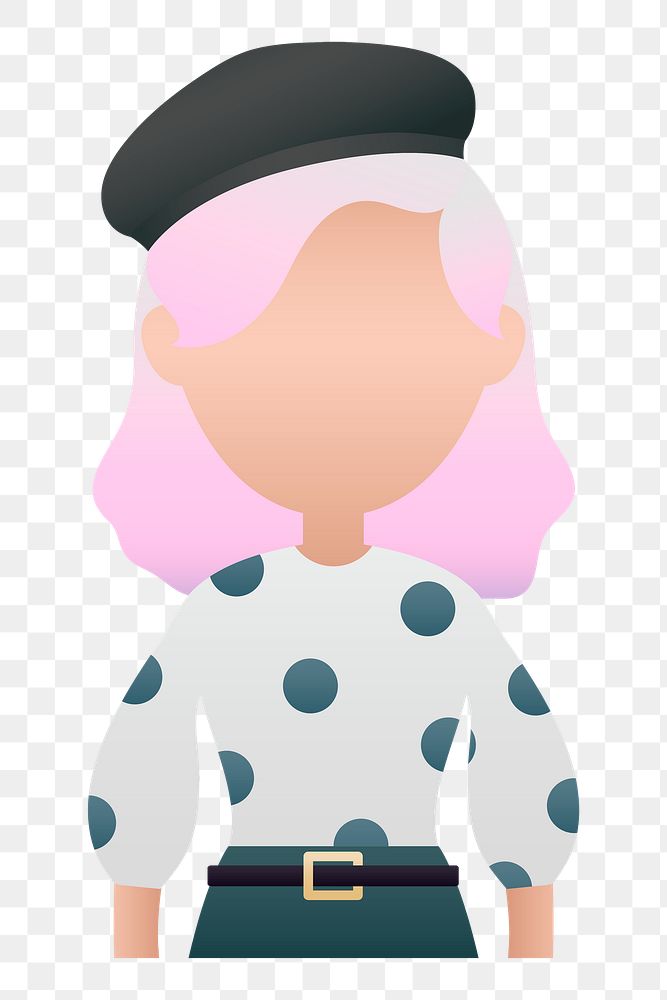 Woman in polka dot dress avatar transparent png
