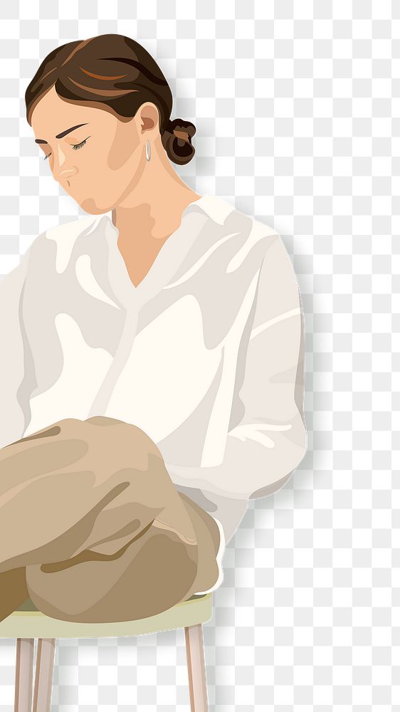Woman sitting on a stool transparent png