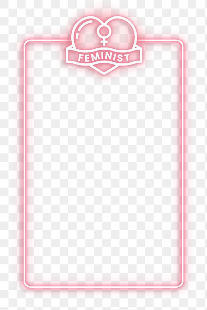 Feminine neon frame design resource png