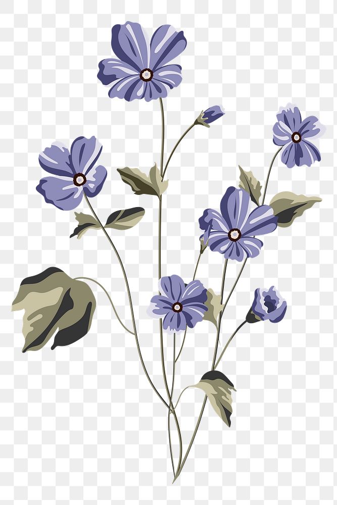 Blooming purple flower design element