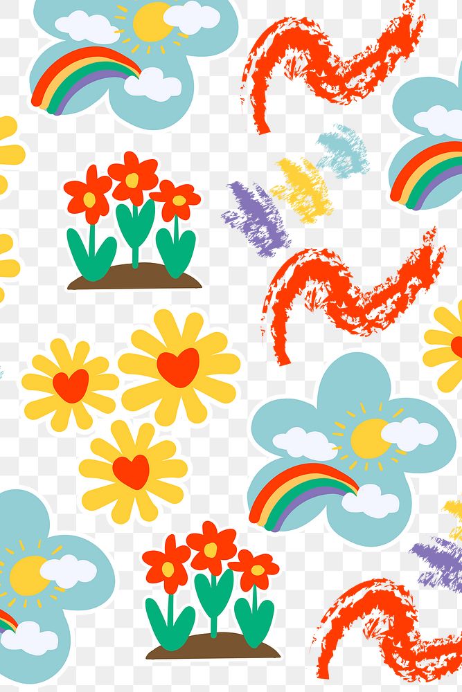 Cute summer doodle patterned background illustration