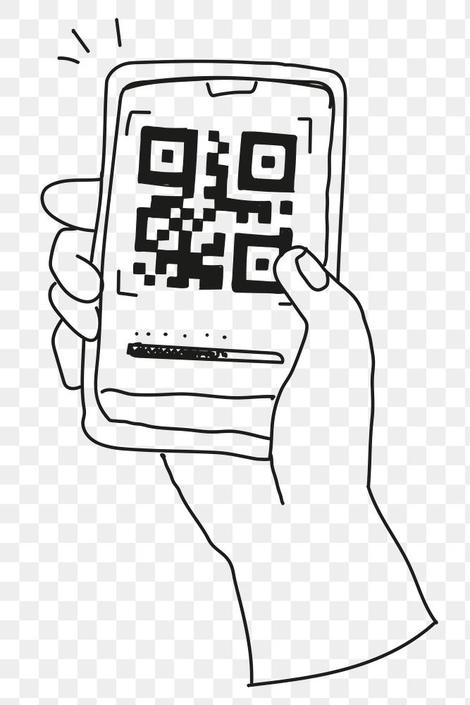 QR code png cashless payment COVID-19 doodle illustration