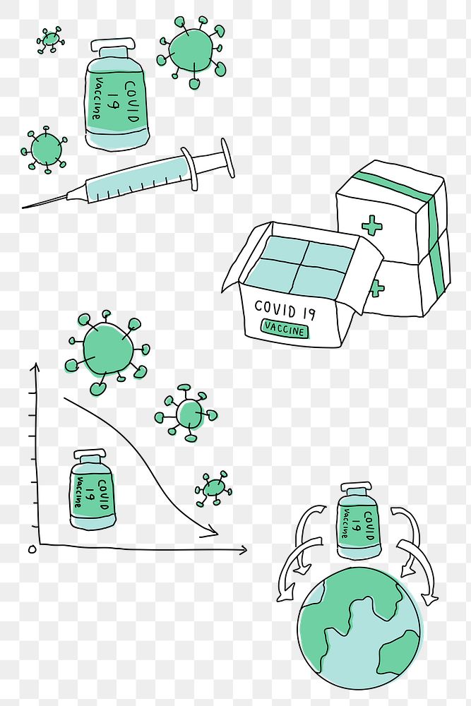 Covid 19 vaccine study png doodles illustration