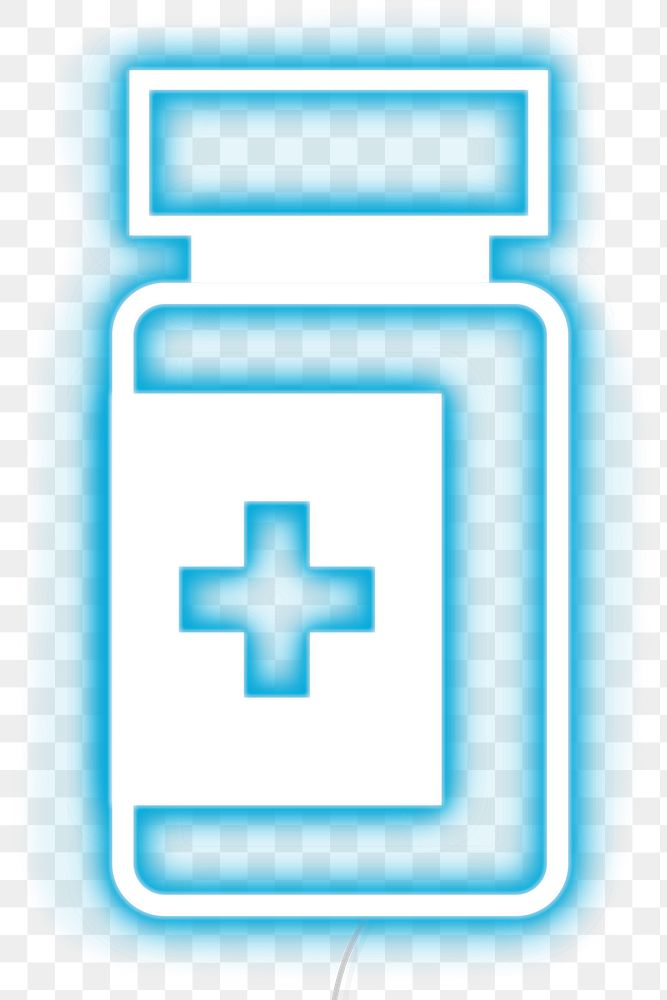 Blue medicne bottle neon sign transparent png 