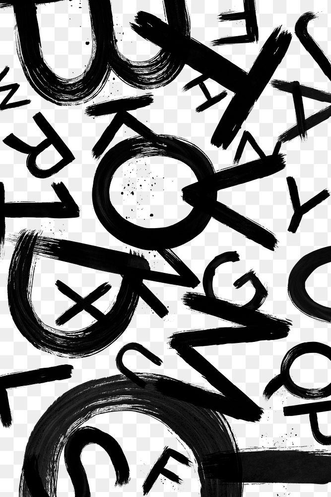 Jumbled letters png grunge hand drawn font typography