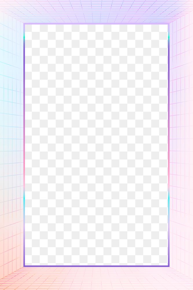 Png pastel grid holographic frame transparent background