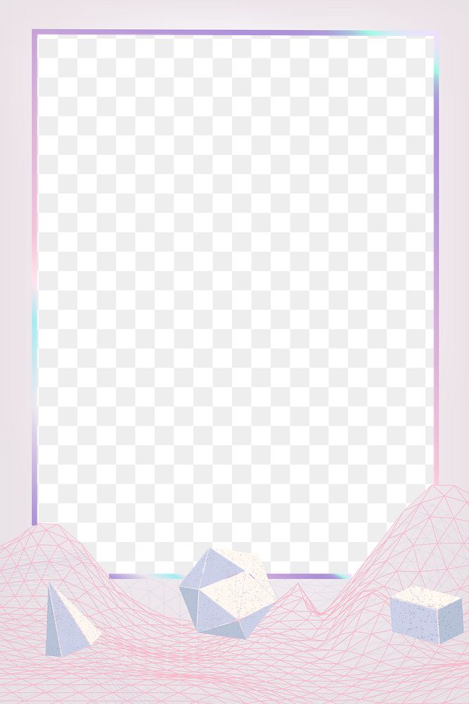 Geometric shapes on a png pink wireframe wave background