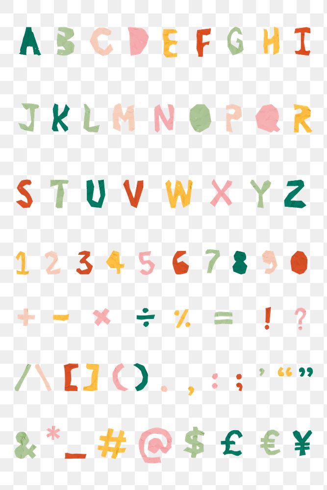 Png Alphabet, Numbers, Symbols set 