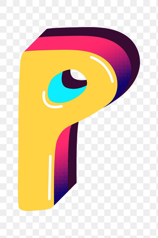 Letter P png yellow funky stylized typography