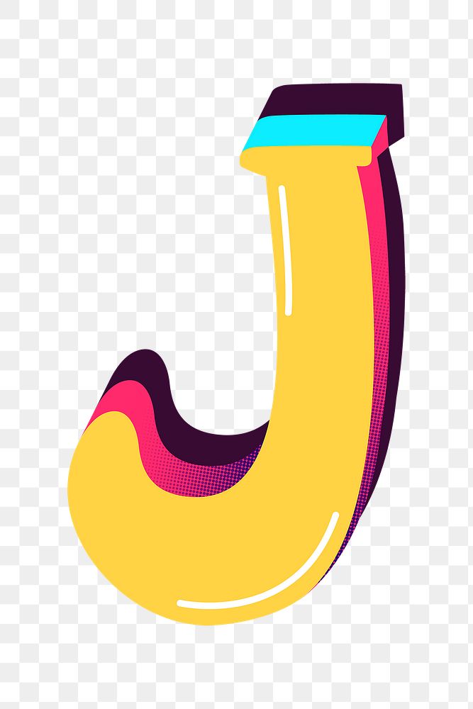 Letter J png yellow funky stylized typography