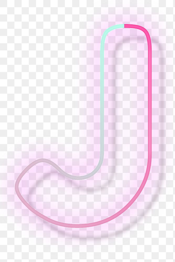 Pink neon glow letter J png font typography