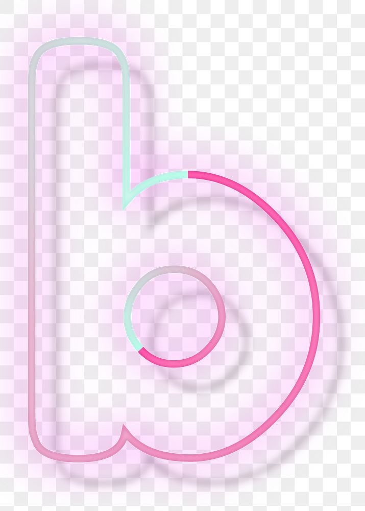 Gradient pink neon letter b png