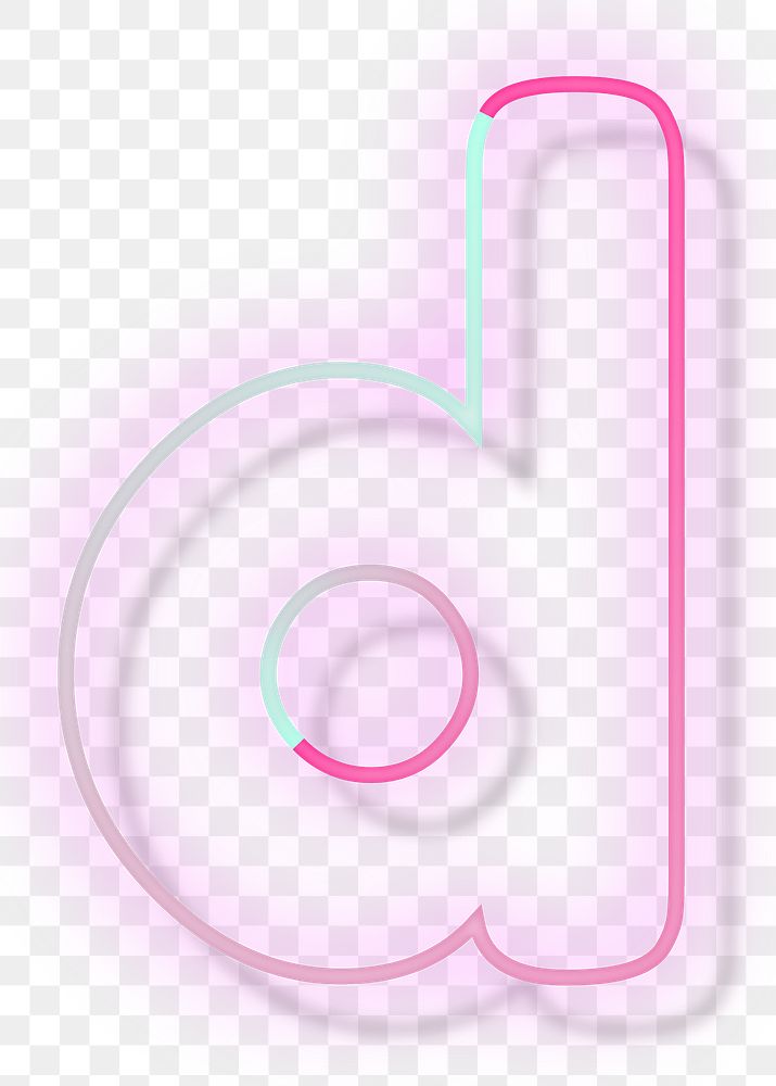 Pink neon glow letter d png font typography