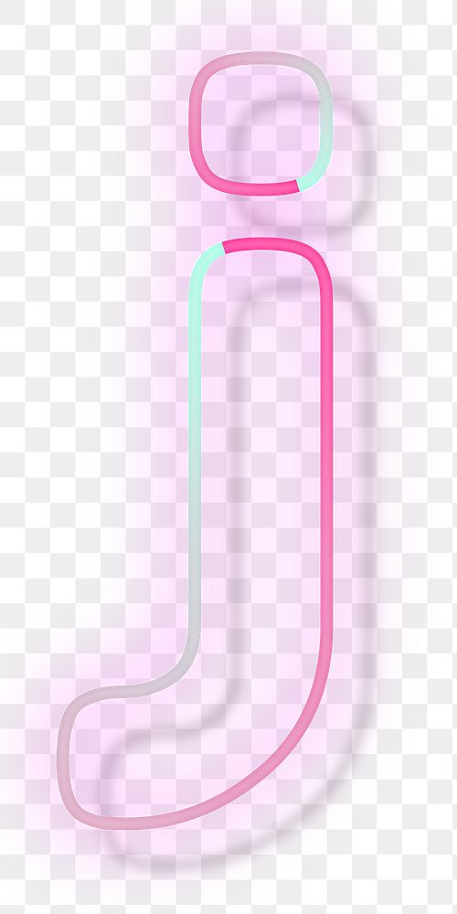 Pink neon glow letter j png font typography