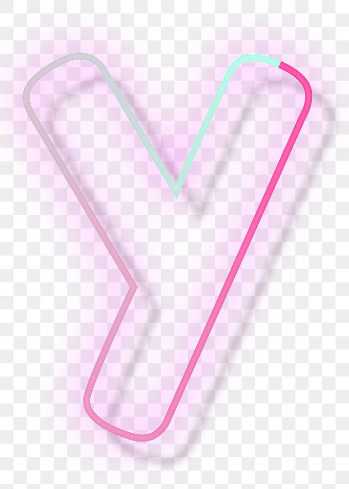 Pink neon glow letter y png font typography