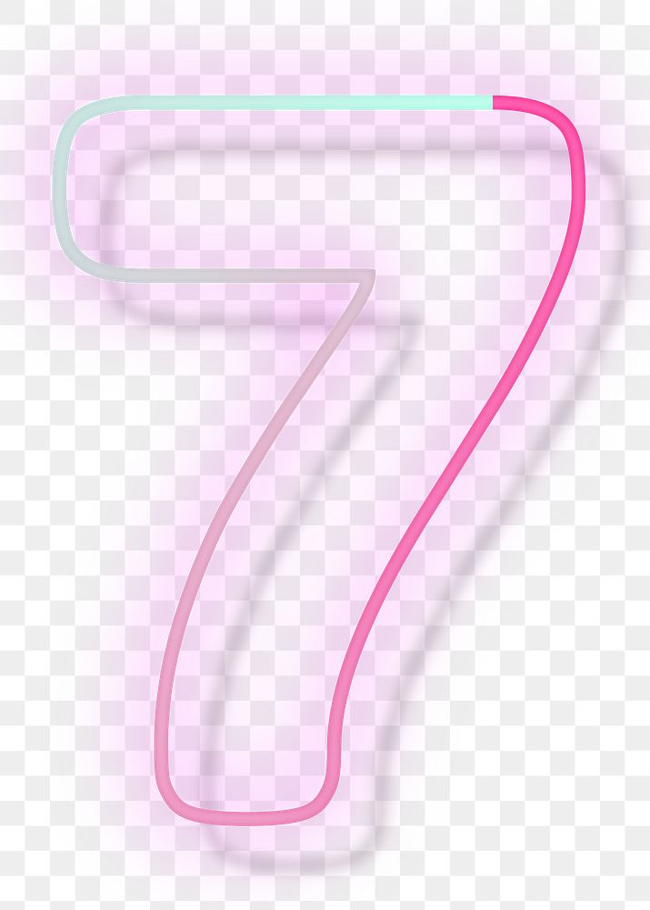 Number 7 pink neon font typography png