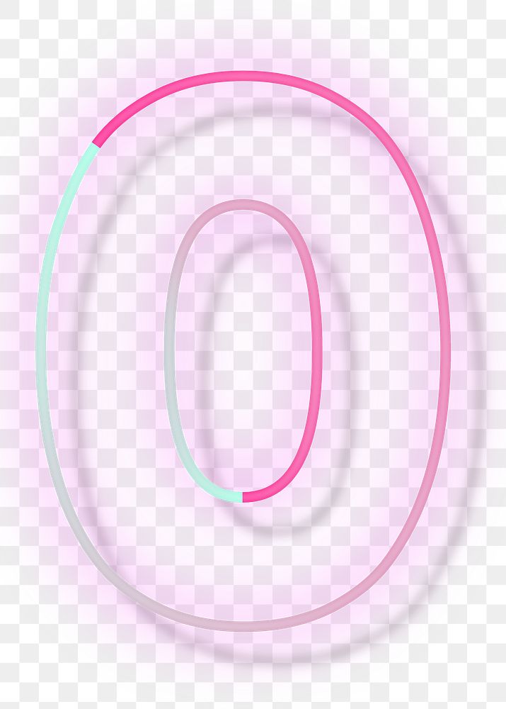 Pink neon glow number 0 png font typography