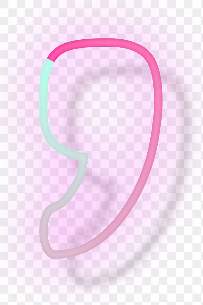 Pink neon glow apostrophe sign png font typography