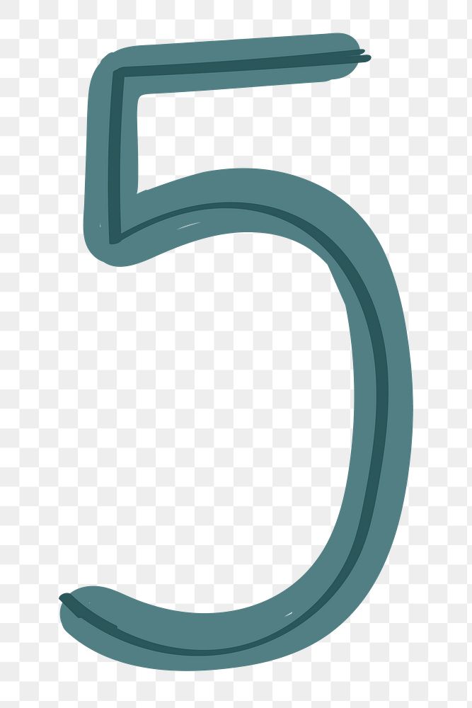 5 five png doodle typography number typography
