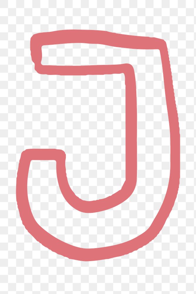 J letter png hand drawn doodle typography