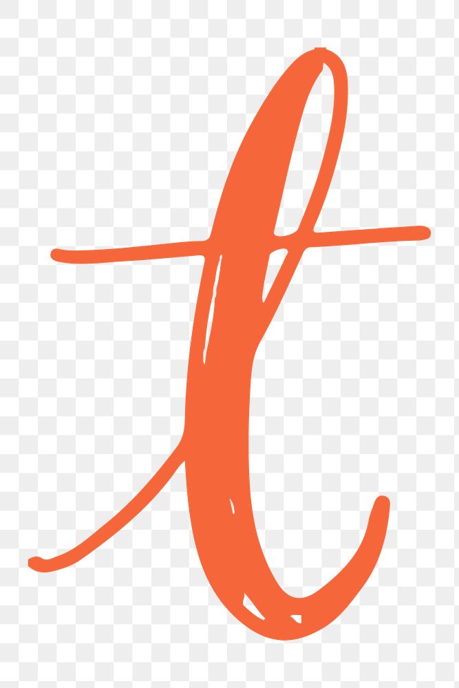 T letter png hand drawn doodle typography