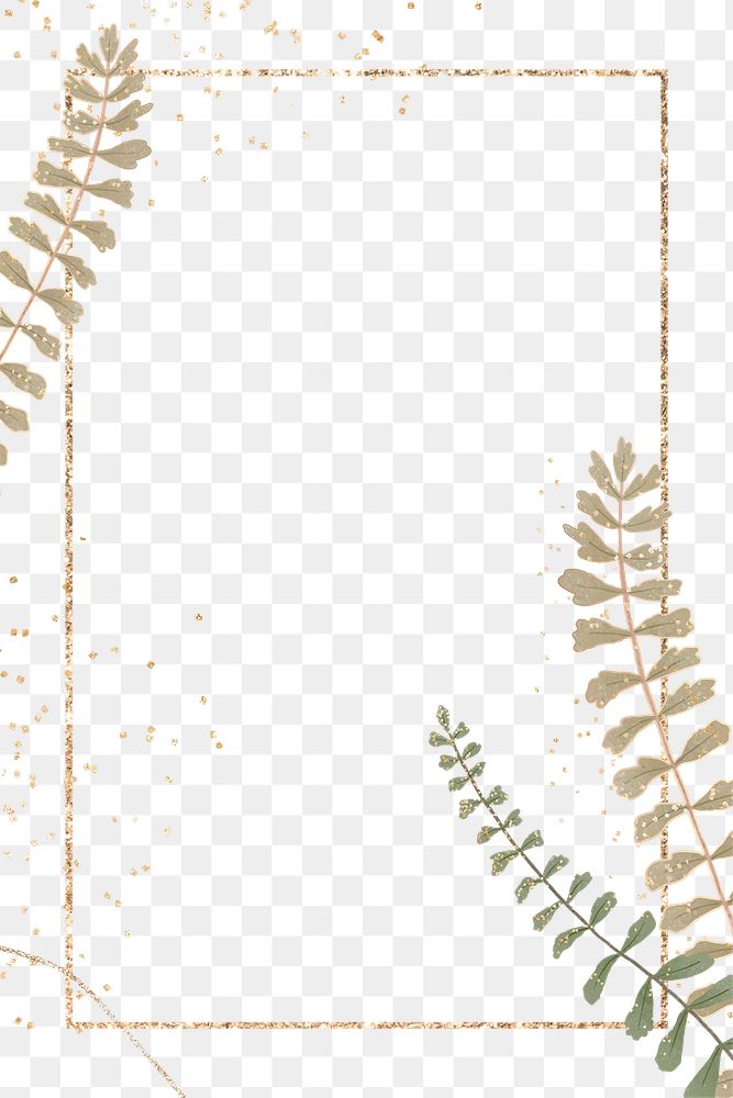 Gold leaves png frame design