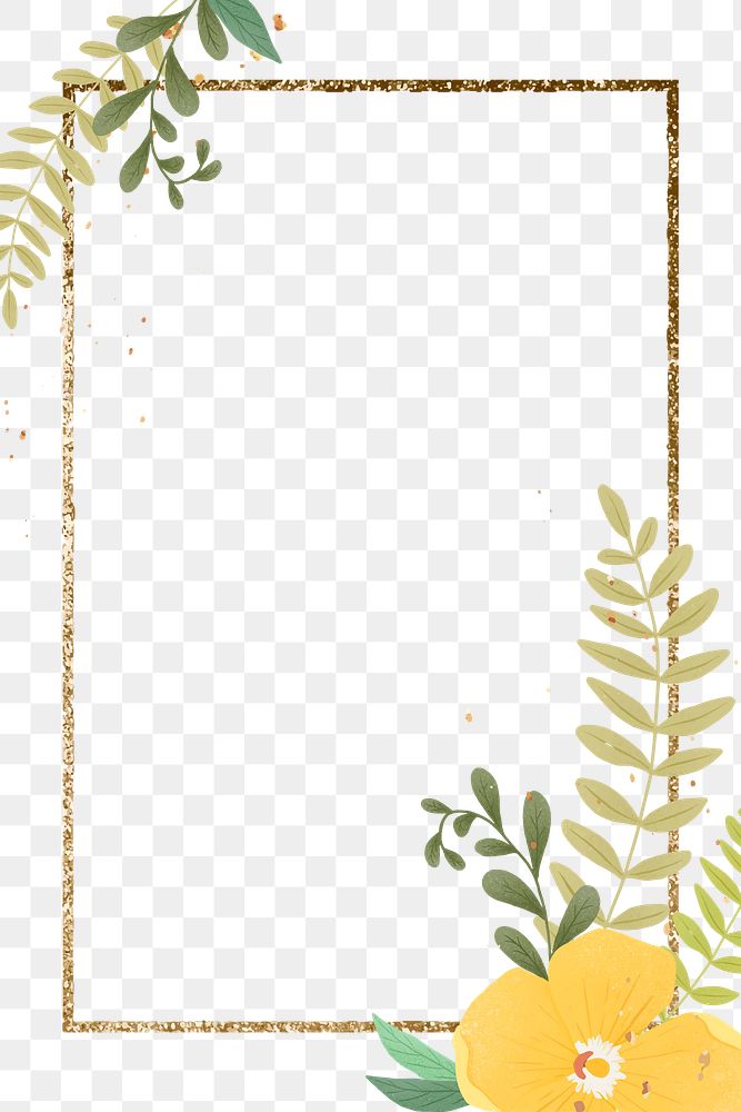 Golden foliage png frame design