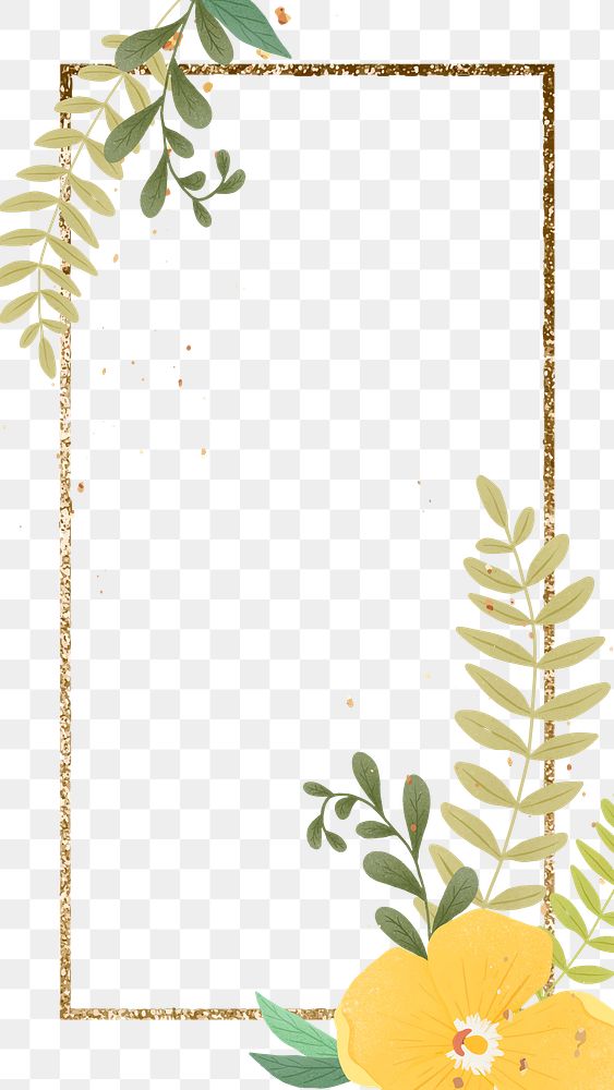 Golden frame with flower png frame design