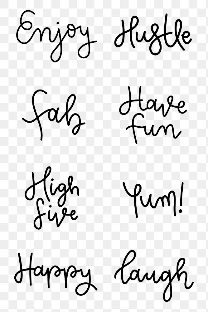 Png doodle cursive fun words typography