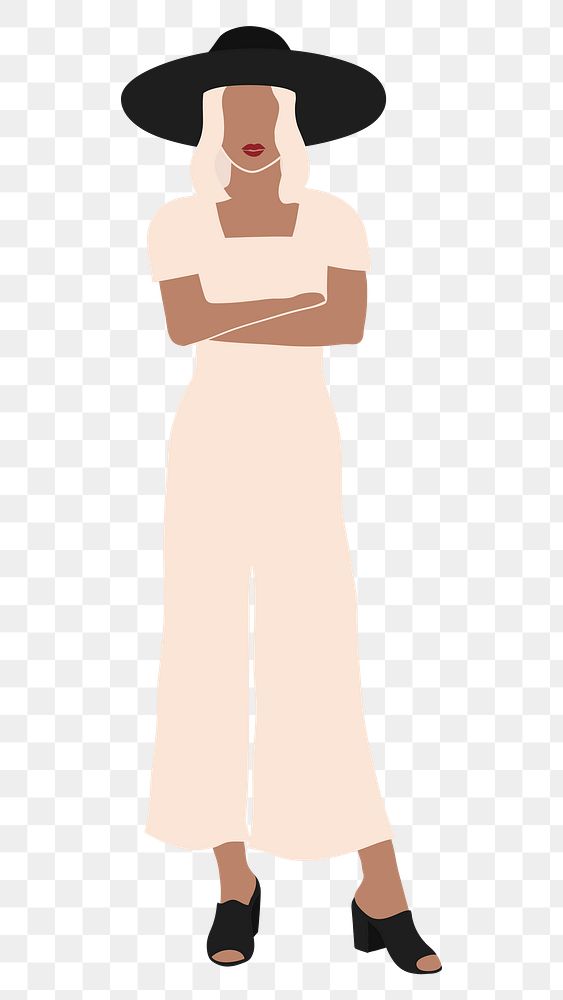 Female fashionista in a jumpsuit transparent png