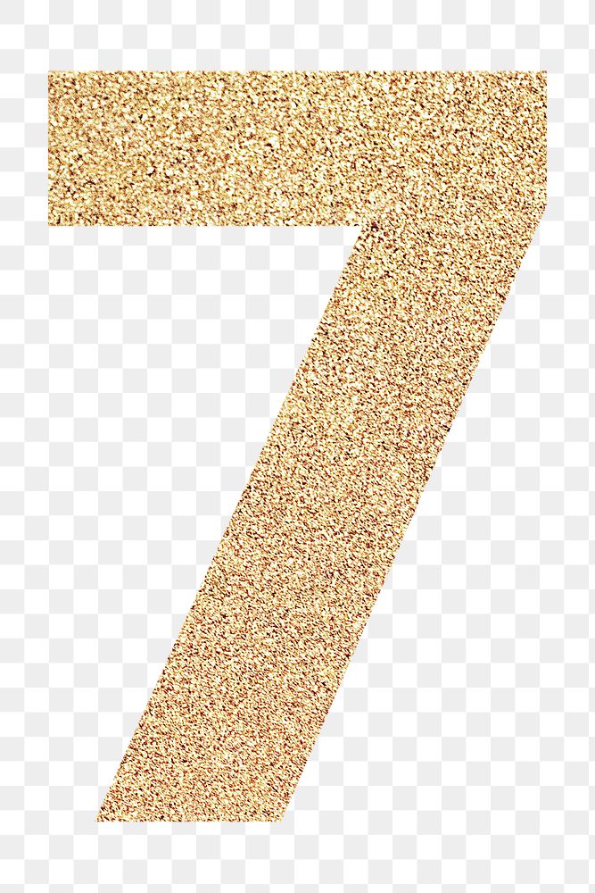 Glitter gold number 7 typography transparent png