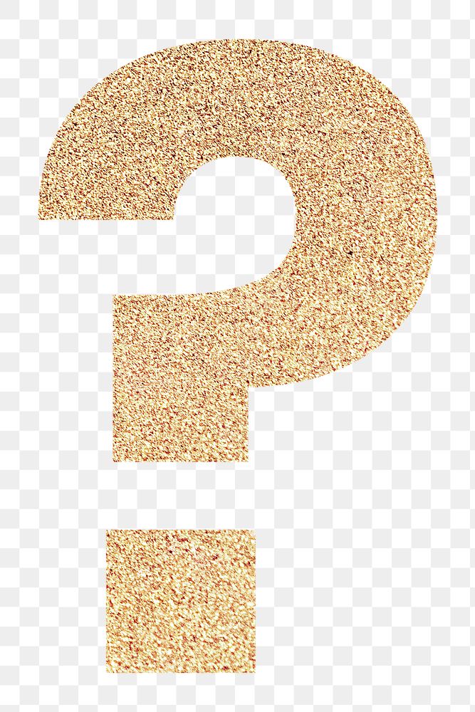 Glitter gold question mark typography transparent png