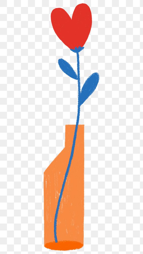 Heart shaped flower in a vase transparent png