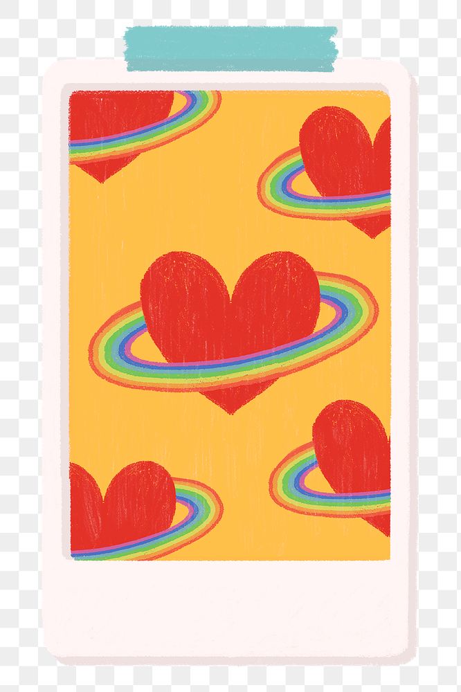 Red hearts and rainbow notepaper transparent png