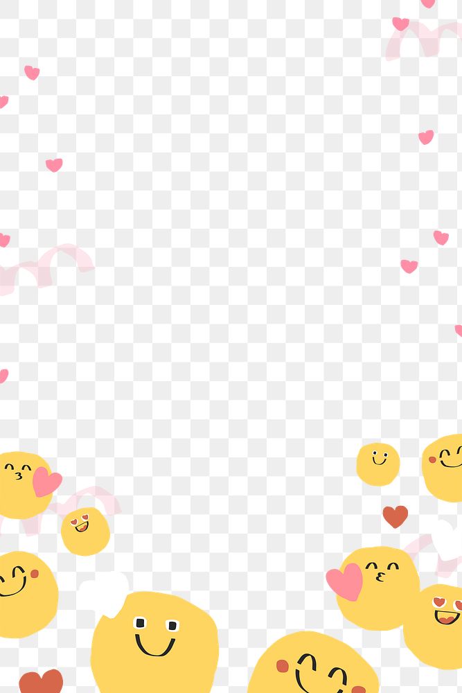 PNG frame of cute doodle emoji with heart sign