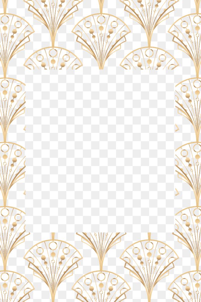 Png frame fish scale art deco style on transparent background