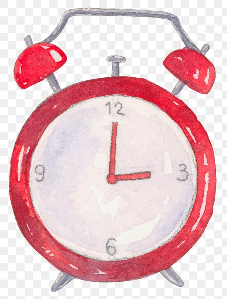 PNG alarm clock watercolor education graphic digital sticker