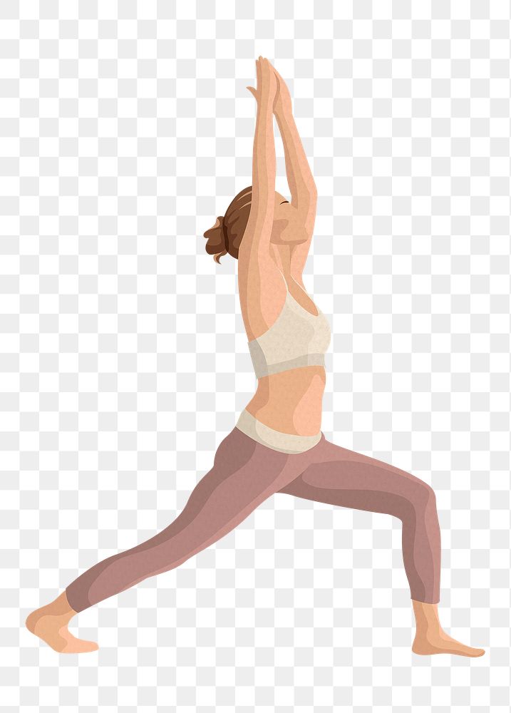 Yoga png warrior I pose sticker in minimal style