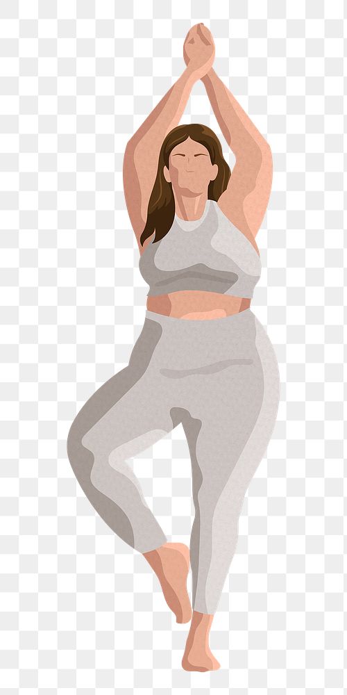 Yoga png tree pose sticker in minimal style