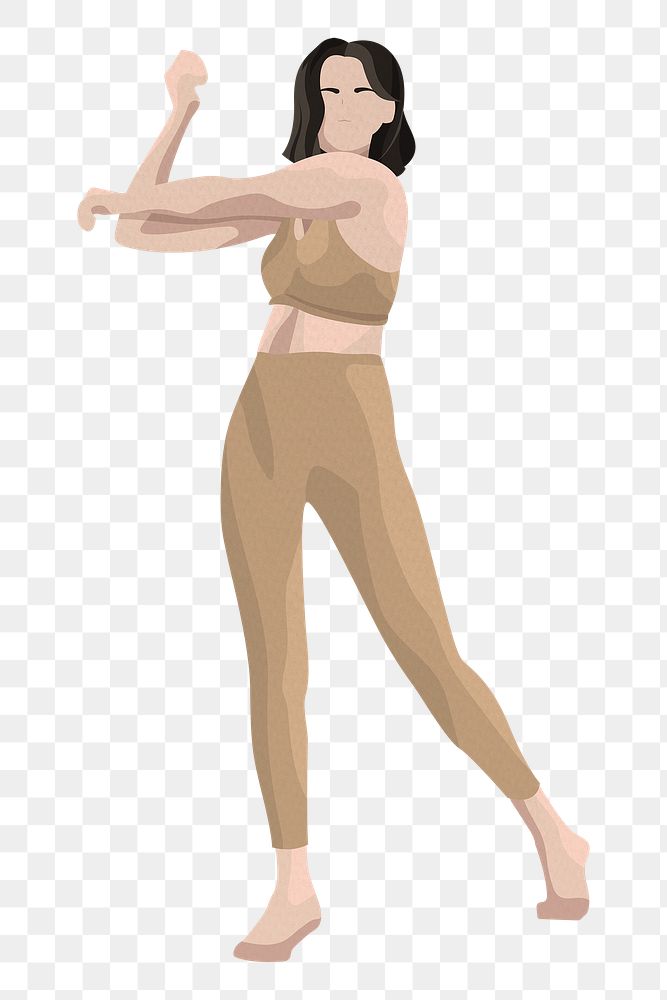 Stretching woman png sticker in minimal style