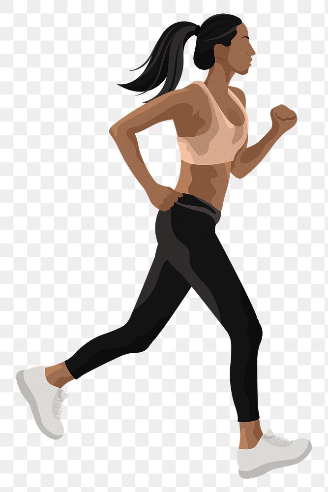 Running woman png sticker cardio exercise illustration