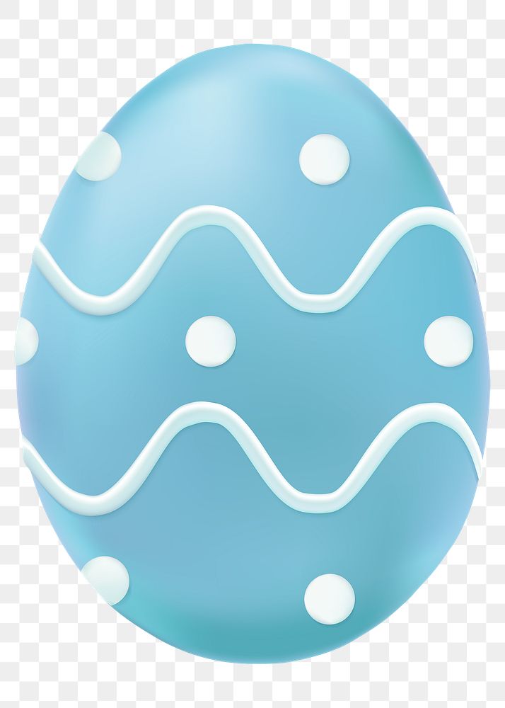 Png 3D easter egg blue sticker gold with polka dot pattern
