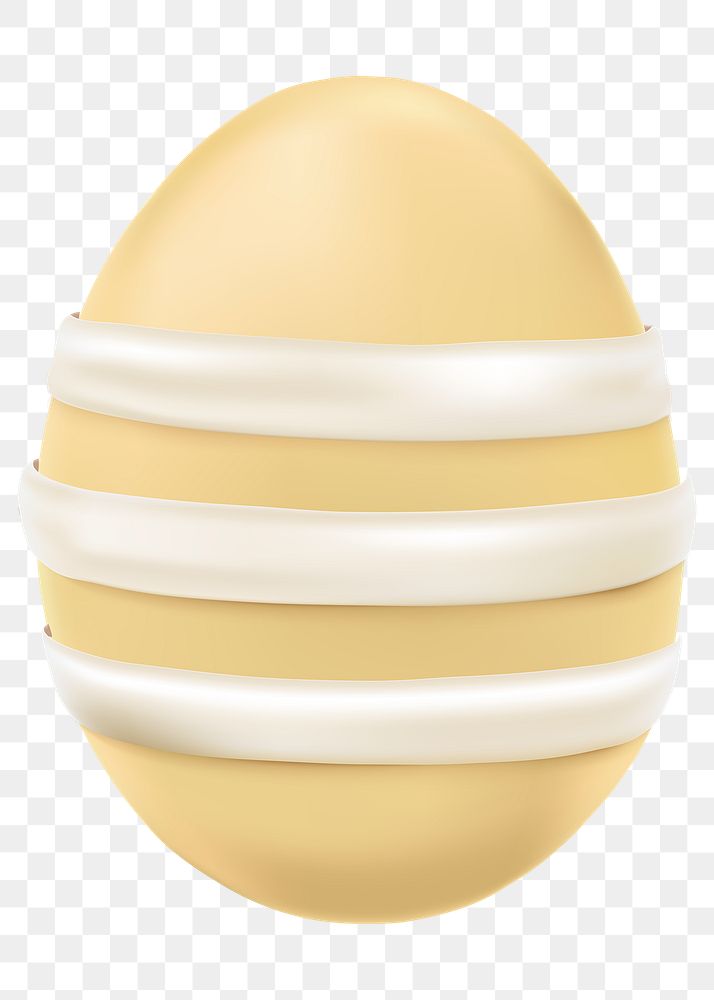 Png 3D easter egg yellow sticker gold with striped pattern
