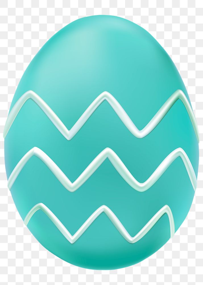 Png 3D easter egg green sticker gold with zig zag pattern
