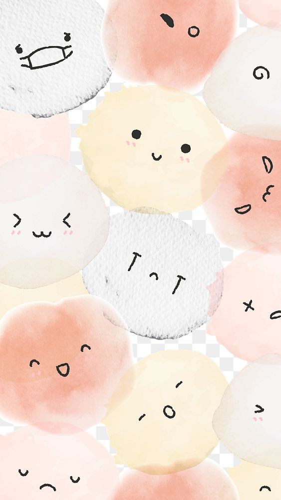 Png emoticons background with diverse feeling in cute doodle style  