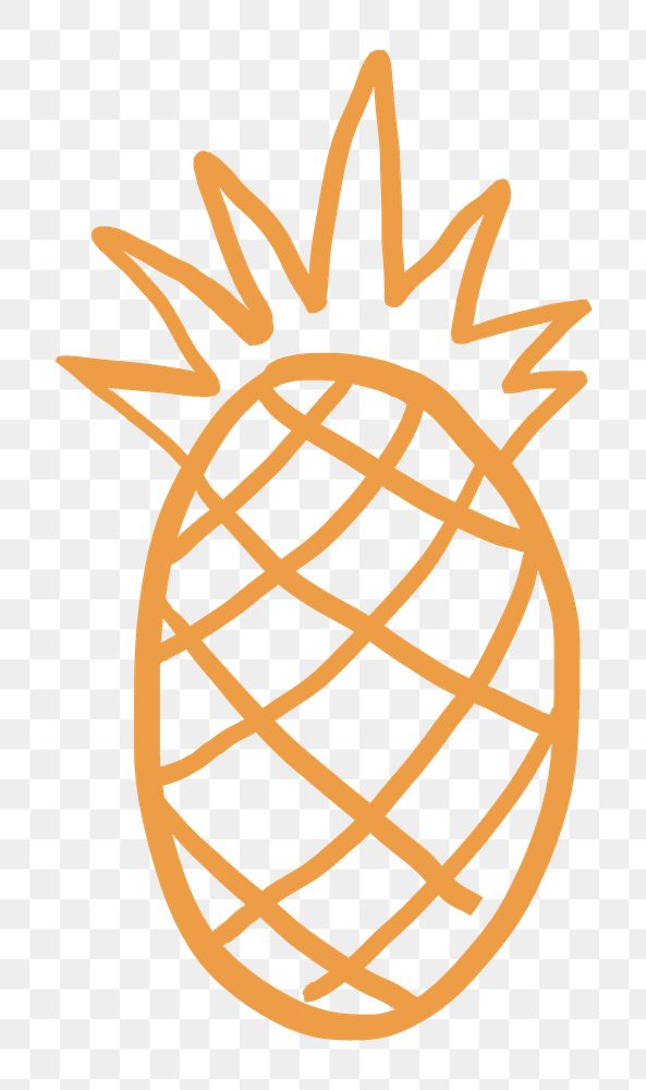Pineapple sticker png tropical fruit doodle in orange